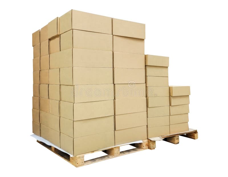 Many Parcel Boxes are Placed on Pallets. Ready for Further Packing and
