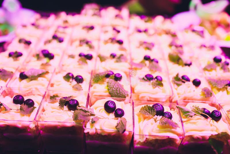 Many pieces of cake on the table. Cakes on the table. royalty free stock images