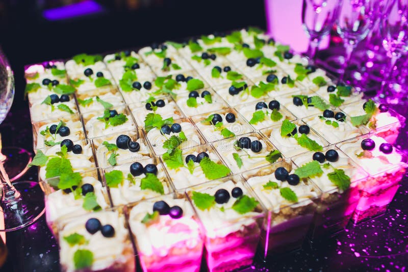 Many pieces of cake on the table. Cakes on the table. stock images