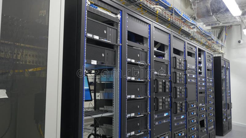 Many Powerful Servers Running In The Data Center Server Room