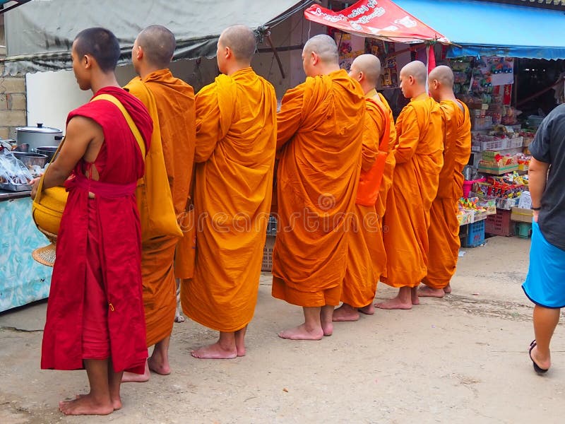 Buddhist Priests Practice Walking Practice Setting The Breath Stock