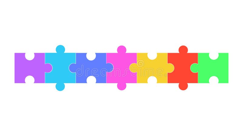 Many Puzzles of Different Colors. Seven Puzzle Pieces Stock Vector