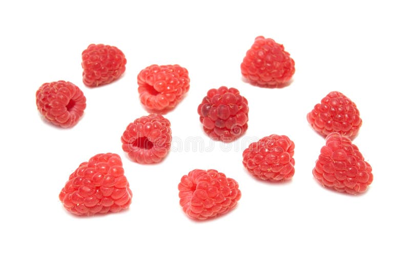 Many Raspberries Baskets of a Street Vendor of Romania Stock Image