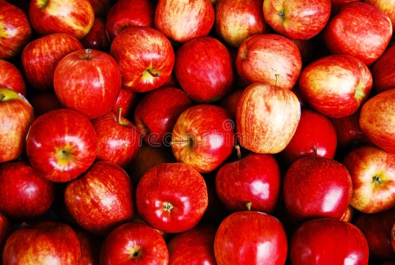 Many red apple in fresh market