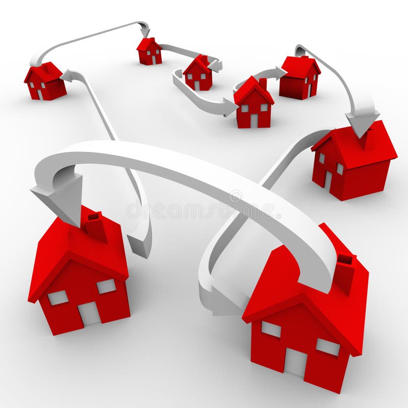 Many Red Houses Connected Neighborhood Moving Community stock illustration Many Red Houses Connected Neighborhood Moving Community stock illustration