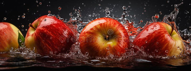 Many red ripe apples close-up with water drops royalty free stock photo