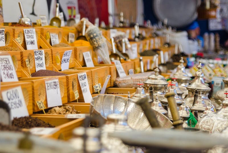 Many Spices at the Arabic Market. Stock Photo Image of bazaar