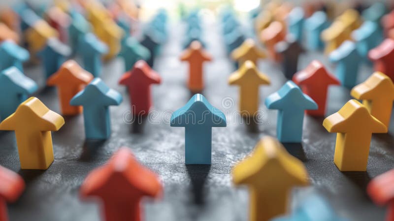 Many textured multi-colored arrows pointing upward. Concept of growth, promotion and progress. royalty free stock photography