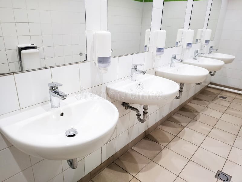 Public Toilet And Bathroom Interior With Wash Basin And Toilet R Stock