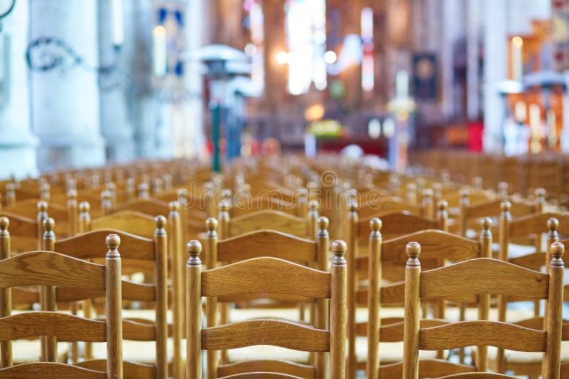 Many Wooden Chairs in Church Stock Image Image of united, prayer