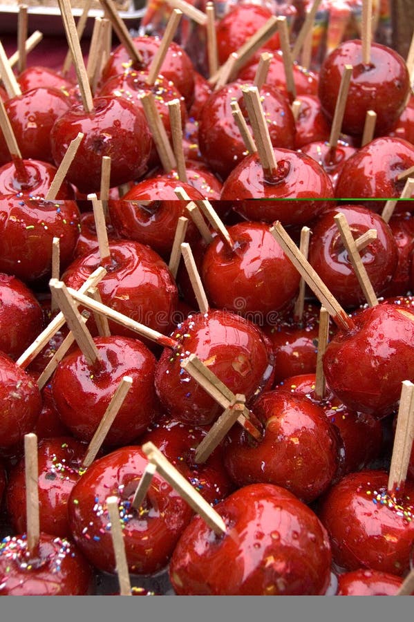 Manzanas De Caramelo Rojas Dulces Americanos Tradicionales Para
