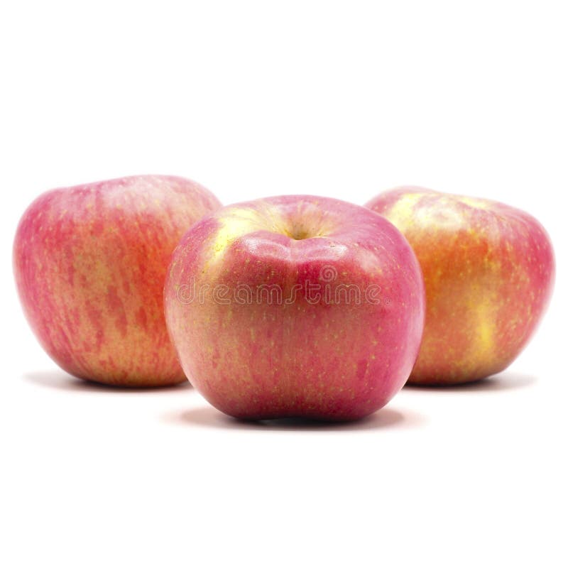 Set of 3 fresh red apples on white background. Spot focus. Set of 3 fresh red apples on white background. Spot focus