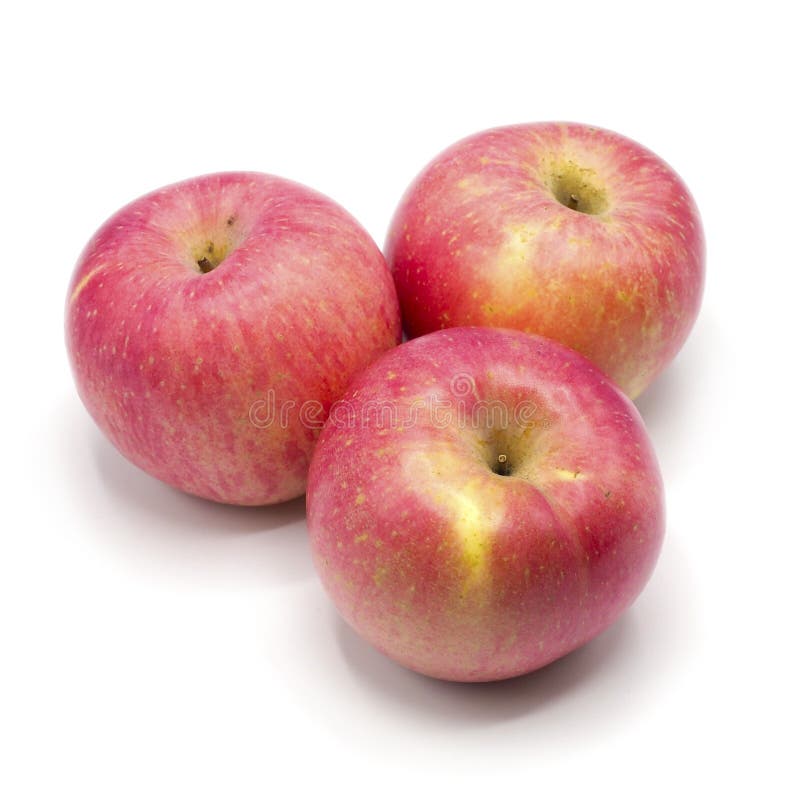 Set of 3 fresh red apples on white background. Spot focus. Set of 3 fresh red apples on white background. Spot focus