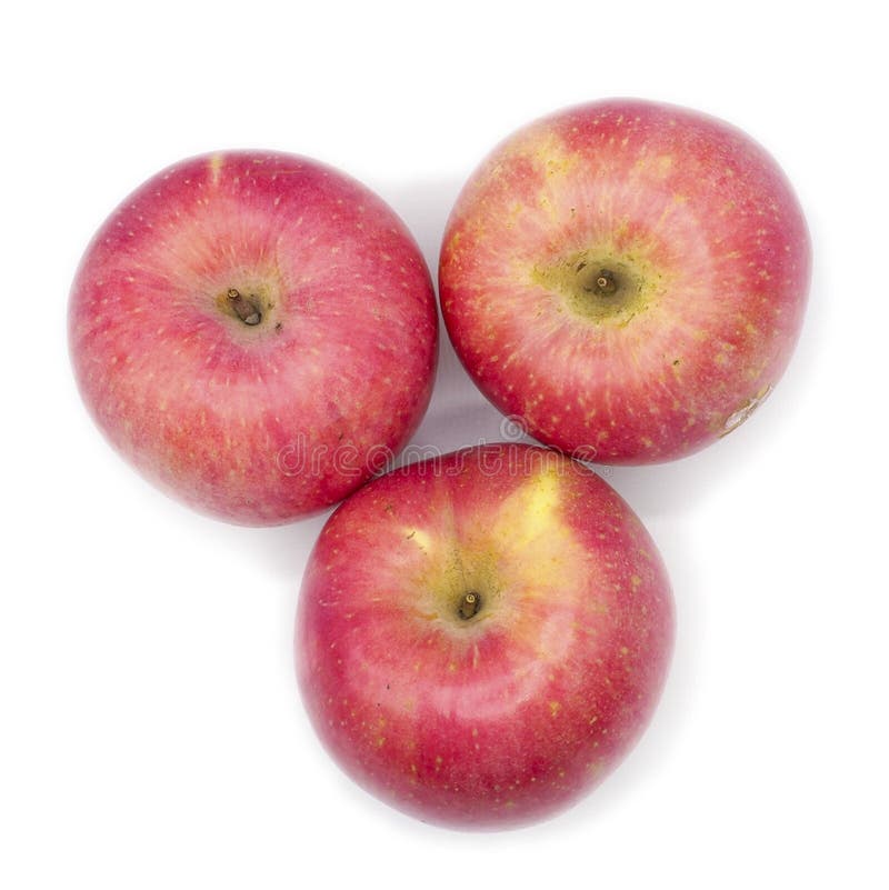 Set of 3 fresh red apples on white background. Spot focus. Set of 3 fresh red apples on white background. Spot focus