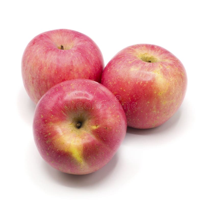 Set of 3 fresh red apples on white background. Spot focus. Set of 3 fresh red apples on white background. Spot focus