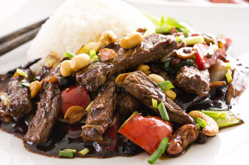 Manzo Cinese In Salsa Piccante Immagine Stock - Immagine ...