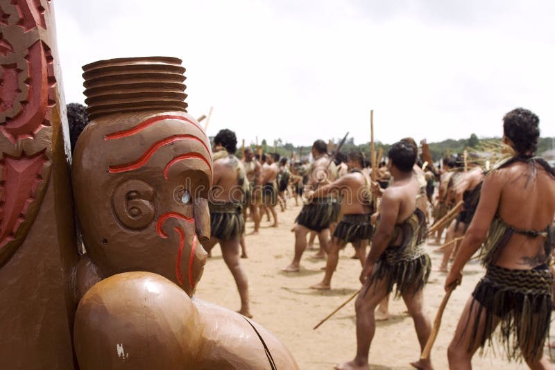Maori Haka (war) Dance At Waitingi In New Zealand Stock ...