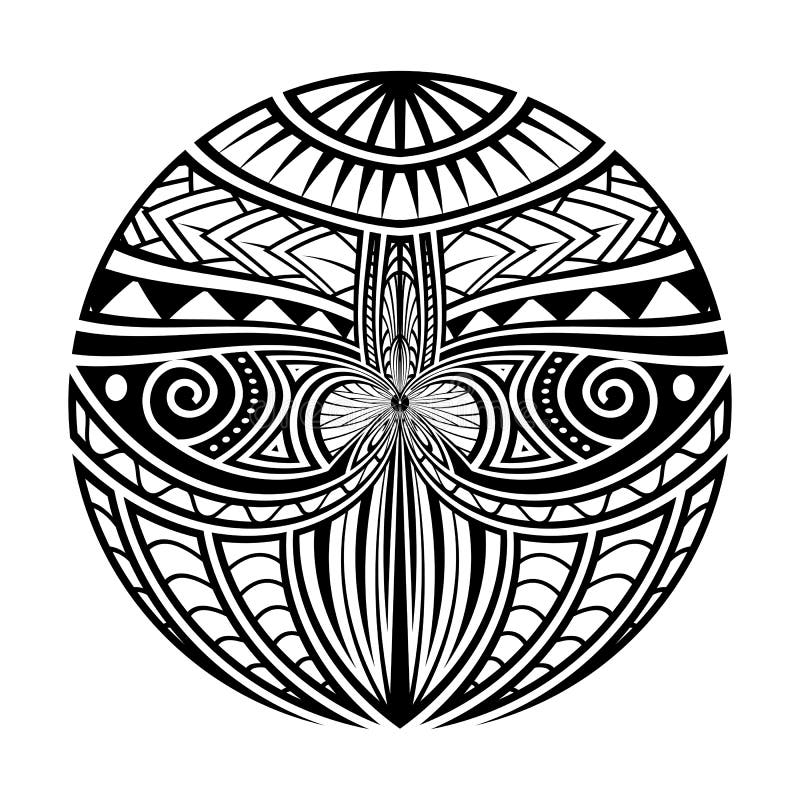 Maori Polynesian Ethnic Circle Tattoo Shape Stock Vector Illustration