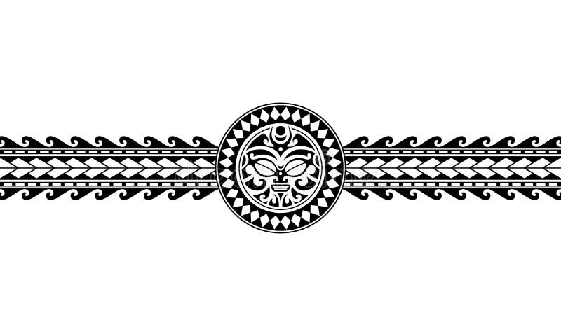 Maori polynesian tattoo border tribal sleeve pattern vector. Samoan bracelet tattoo design fore arm or foot.