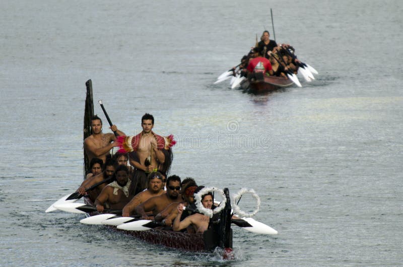 Maori War Waka Canoe royalty-vrije stock afbeeldingen Maori War Waka Canoe royalty-vrije stock afbeeldingen