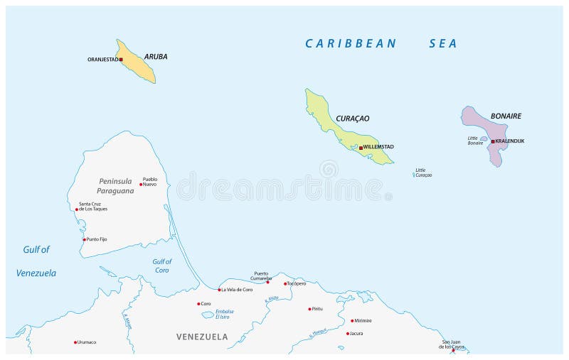 Mevrouw Veronderstellen Dicteren Map of the ABC Islands in the Caribbean Sea Stock Illustration -  Illustration of border, silhouette: 77844569