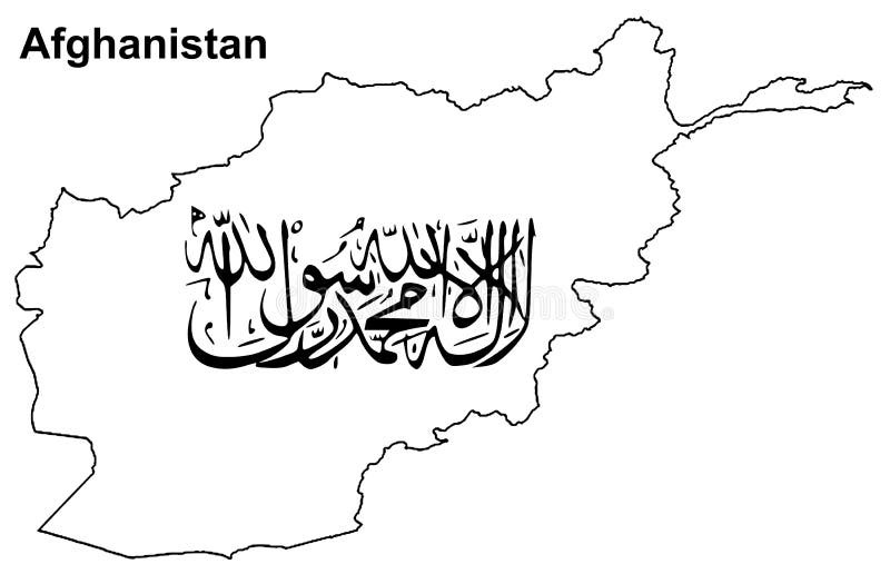 Map Of Afghanistan With Taliban Flag On White Background ...