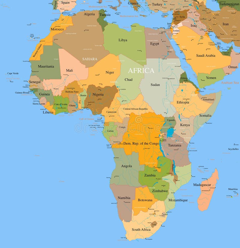 Map Africa - vector - detailed