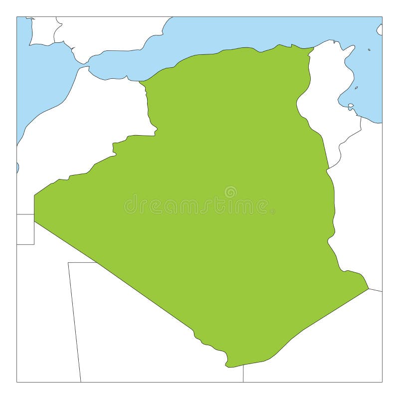 Map of Algeria green highlighted with neighbor countries royalty free illustration