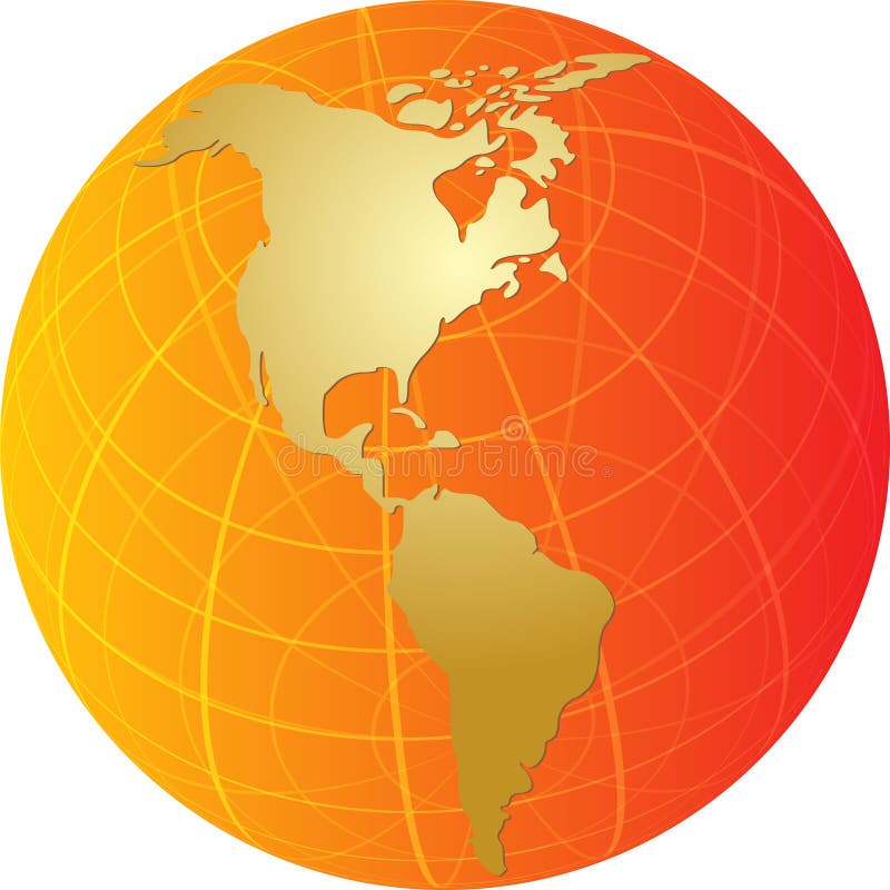 Map of the Americas on Globe Illustration Stock Illustration