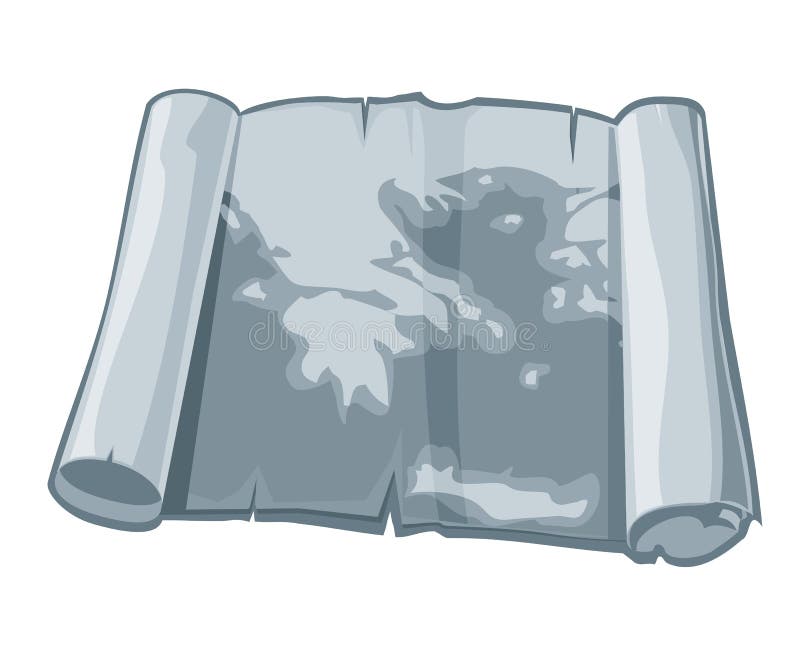 Map in ancient scroll. Vector flat illustration. royalty free illustration