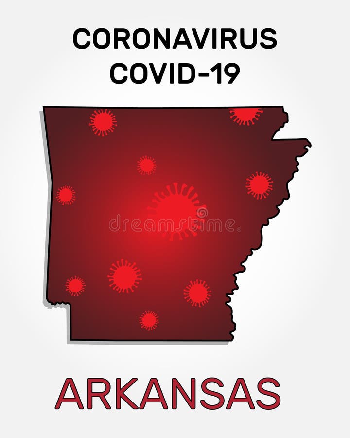 Map of Arkansas State and Coronavirus Infection. Stock Vector Illustration of design, danger