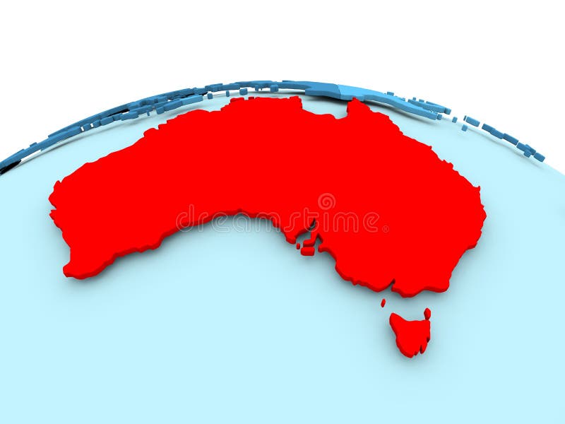 Australia on Blue Political Globe Stock Illustration - Illustration of ...