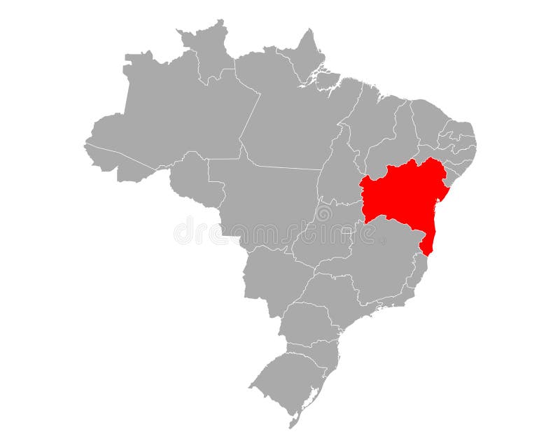 Map of Bahia in Brazil stock vector. Illustration of cartography