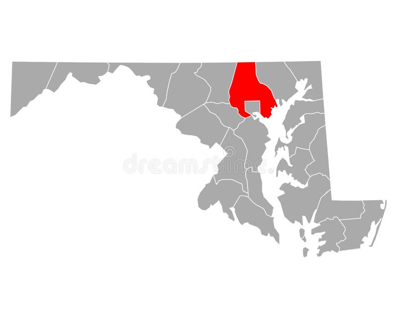 Map of Baltimore County in Maryland Stock Vector Illustration of grey