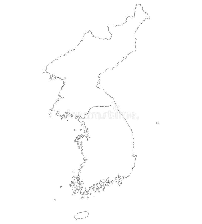 Korean Peninsula Physical Map. Retro Color Stock Vector - Illustration of land, outline: 84426517