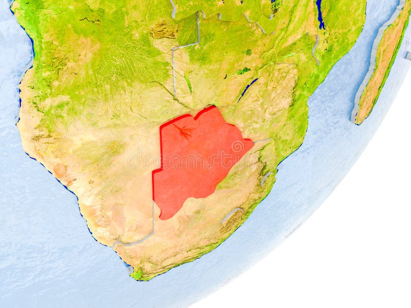 Map of Botswana on Earth stock illustration. Illustration of botswana