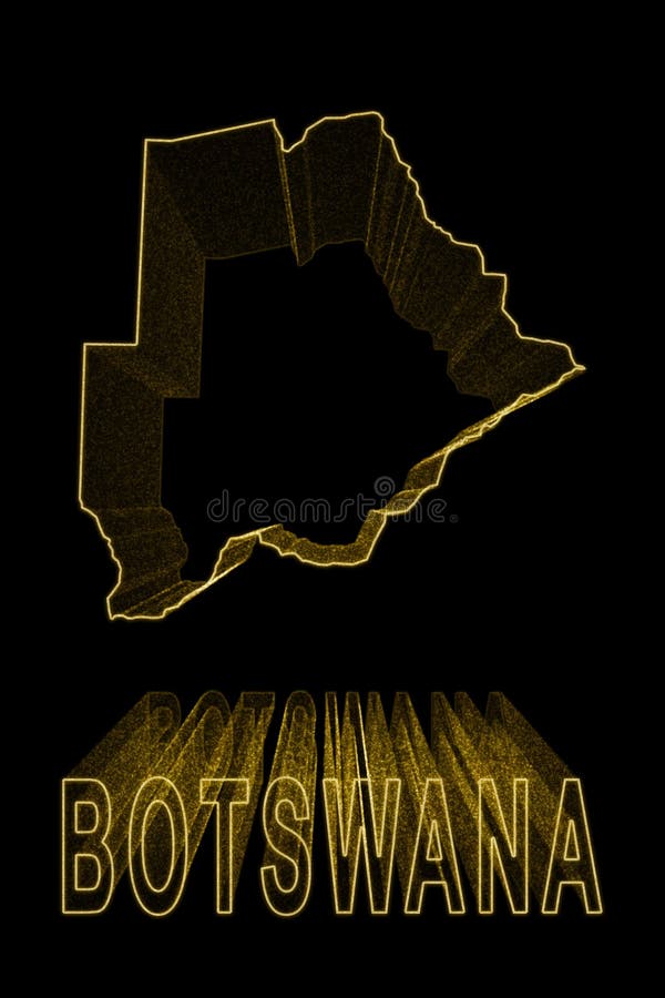 Map of Botswana, Gold Map On Black Background, Gold effect. Botswana political map stock images, royalty-free photos and pictures