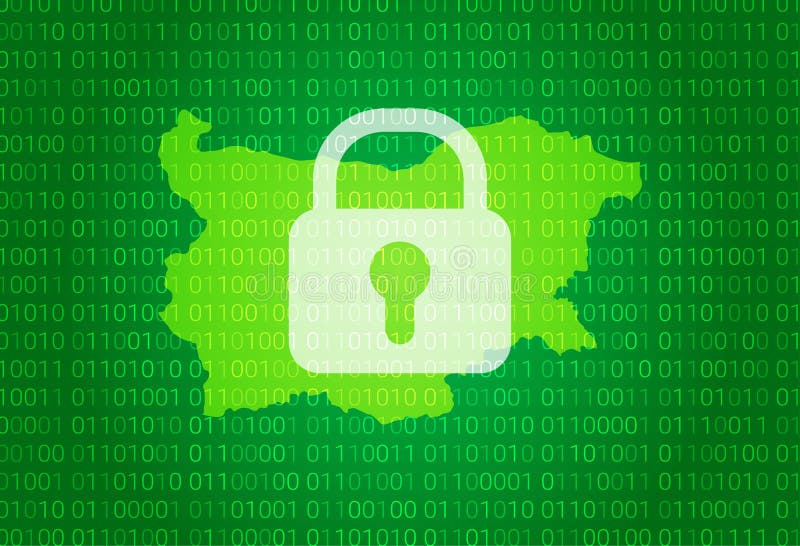 Map of Bulgaria. Illustration with Lock and Binary Code Background
