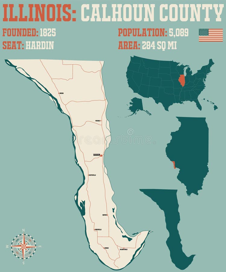 Map of Calhoun County in Florida Stock Vector Illustration of lakes