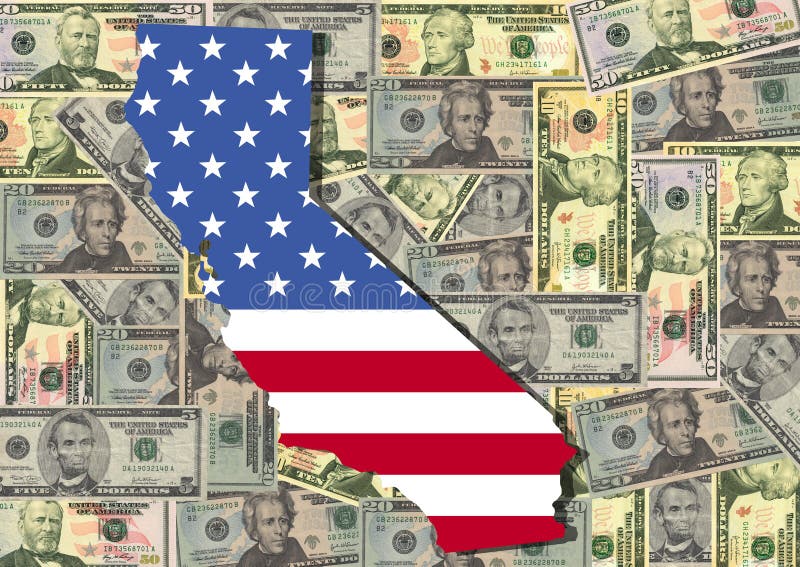 Map of California with Cash Stock Illustration Illustration of