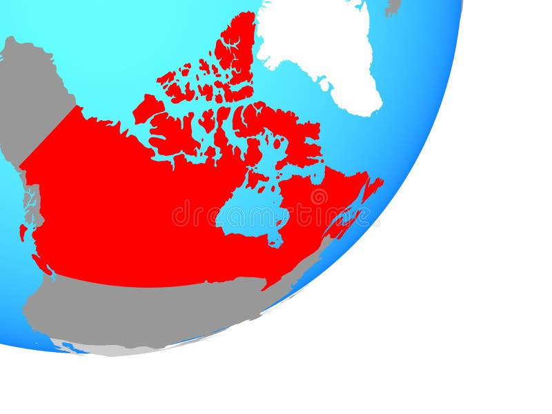 Map of Canada on globe stock illustration. Illustration of america
