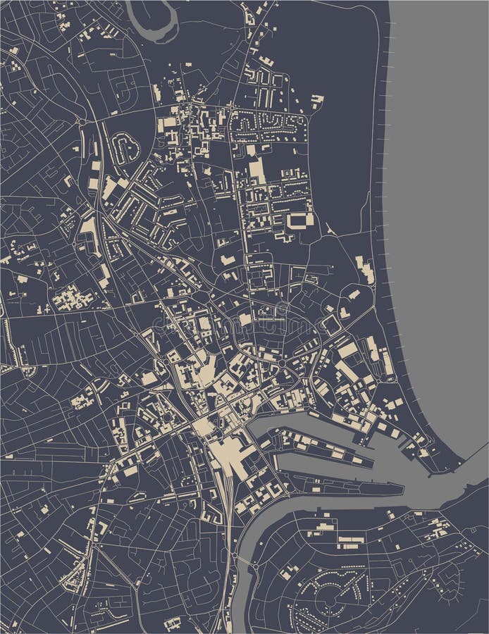 Map of the city of Aberdeen, Scotland, UK vector illustration