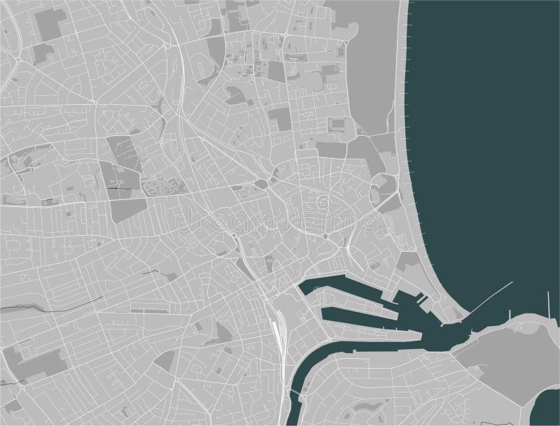 Map of the city of Aberdeen, Scotland, UK vector illustration