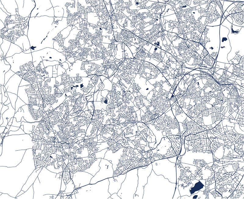 Map of the city of Birmingham, Wolverhampton, English Midlands, United Kingdom, England royalty free illustration Map of the city of Birmingham, Wolverhampton, English Midlands, United Kingdom, England royalty free illustration