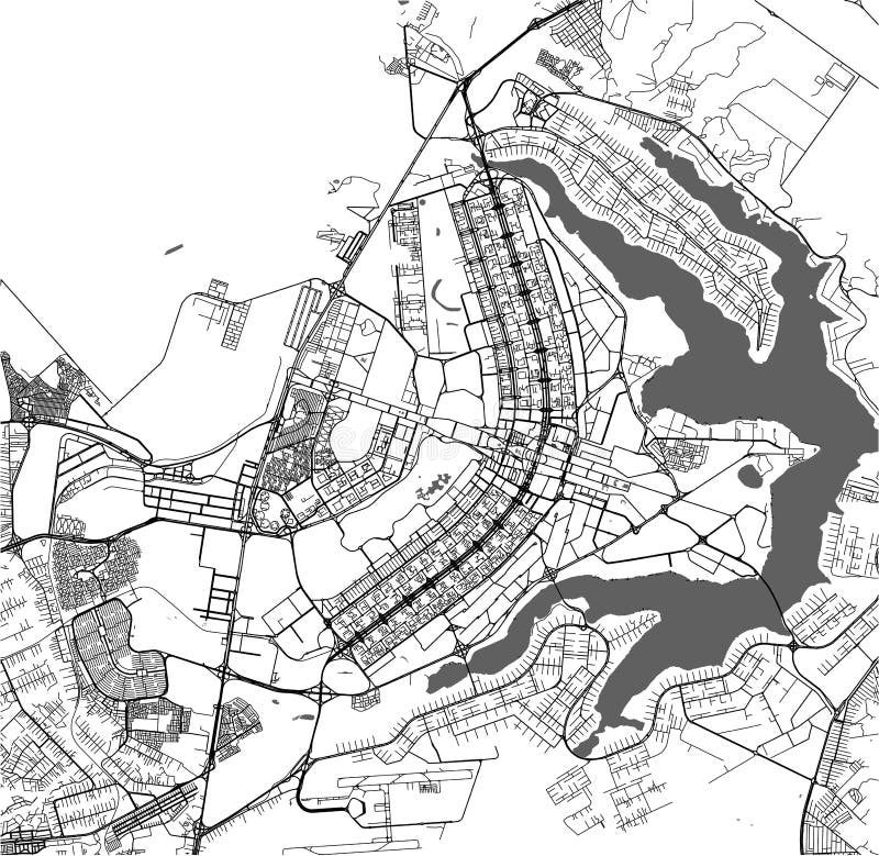 Map of the city of Brasilia, capital of Brazil stock illustration
