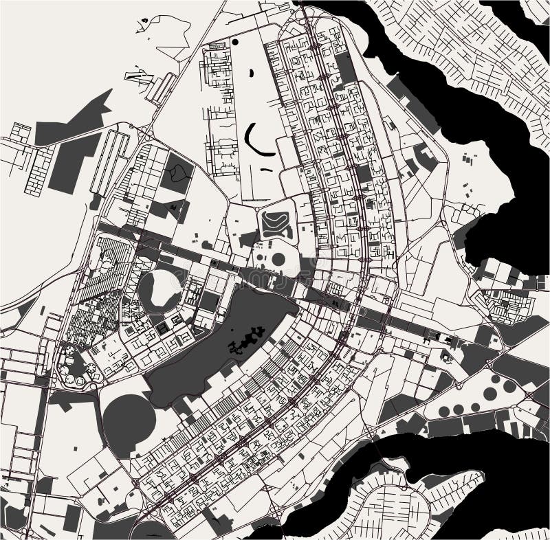 Map of the city of Brasilia, capital of Brazil stock illustration