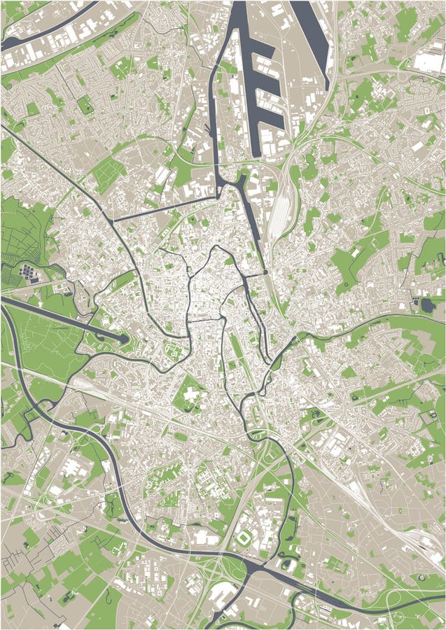 Map of the City of Ghent, Belgium Stock Illustration Illustration of