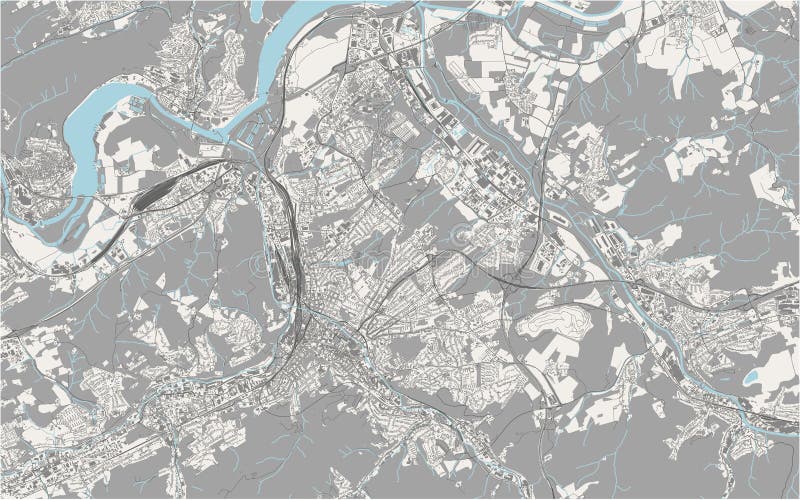 Map of the City of Hagen, Germany Stock Vector Illustration of