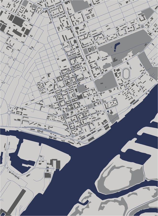 Map of the city of Kherson, Ukraine stock illustration
