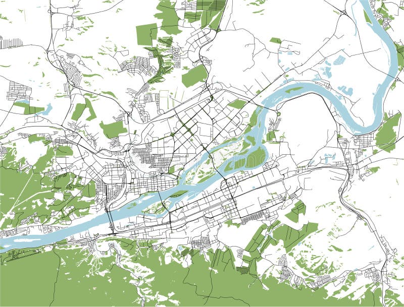Map of the city of Krasnoyarsk, Russia stock illustration Map of the city of Krasnoyarsk, Russia stock illustration